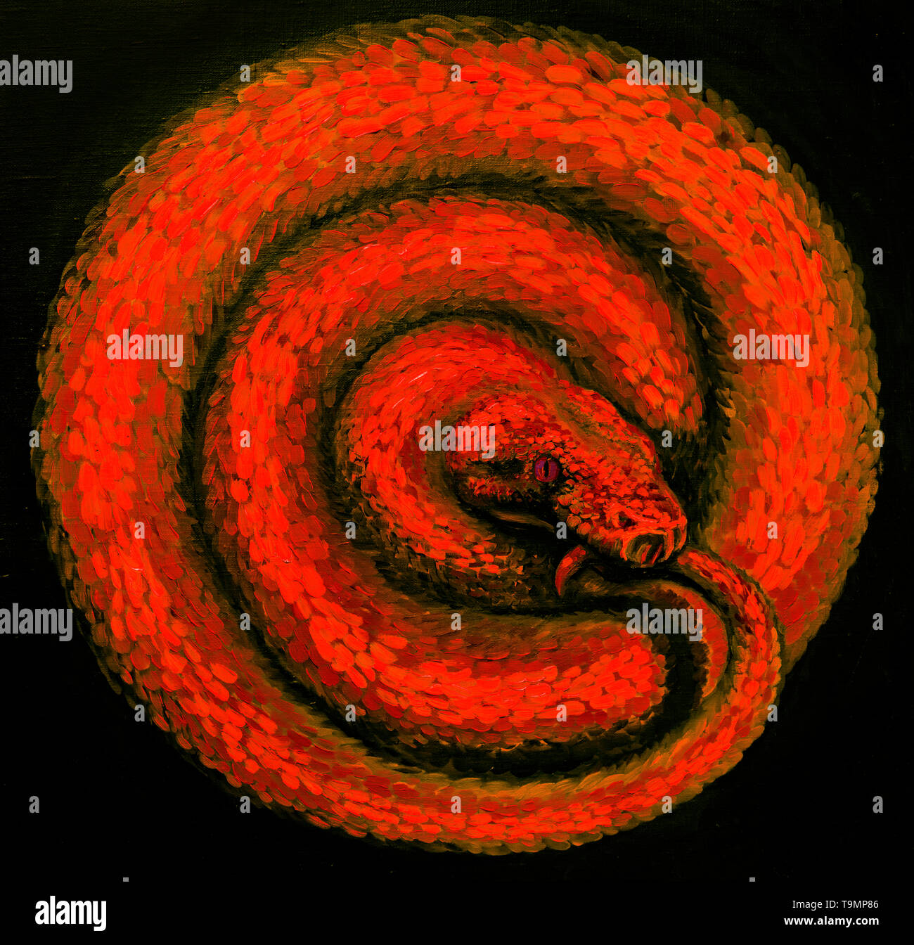 venomous snake, oil painting, handmade Stock Photo Alamy