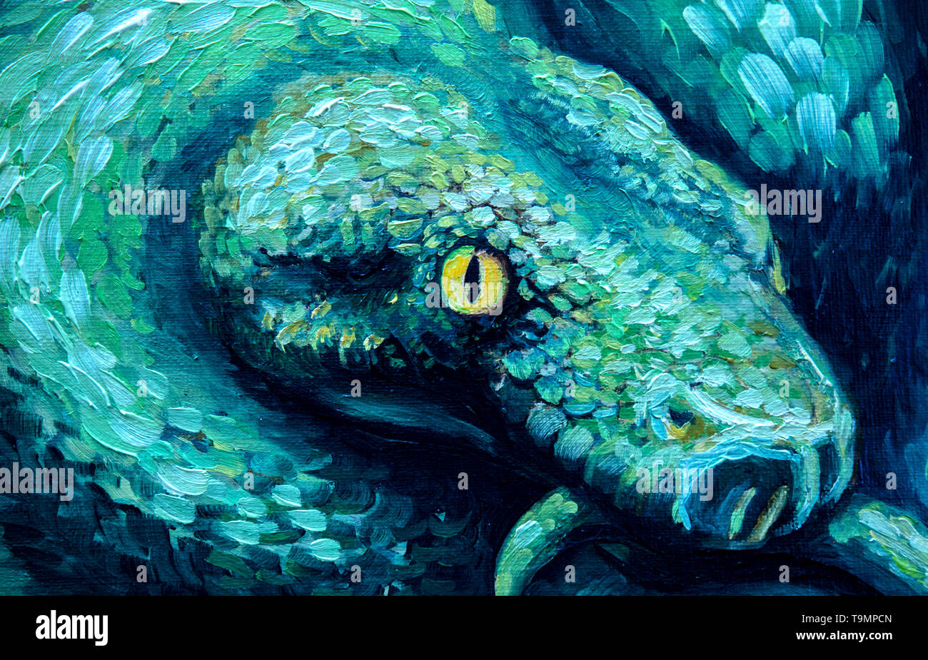 venomous snake, oil painting, handmade Stock Photo Alamy