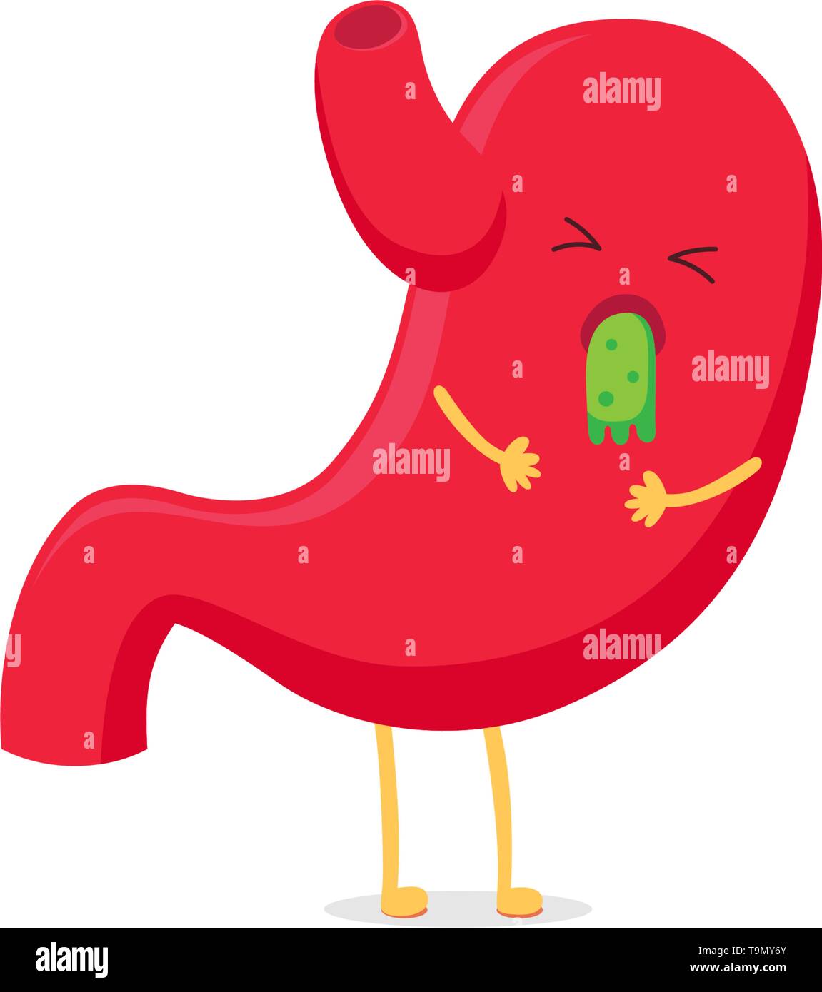 Cute cartoon stomach character unhealthy sick nausea vomiting emoji sad  emotion. Vector organ digestive system indigestion. Funny illustration  EPS10 Stock Vector Image & Art - Alamy