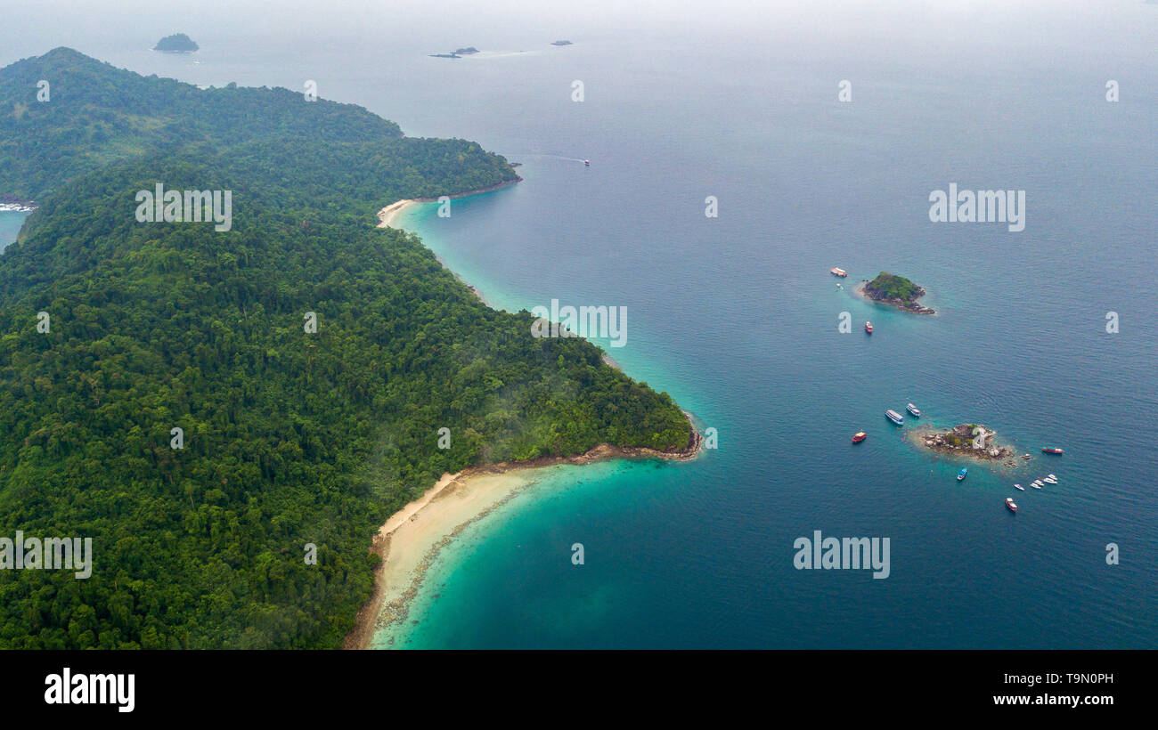 Koh Rang Aerial of San Chao Beach at Koh Rang in Koh Chang National Park, Trat ...