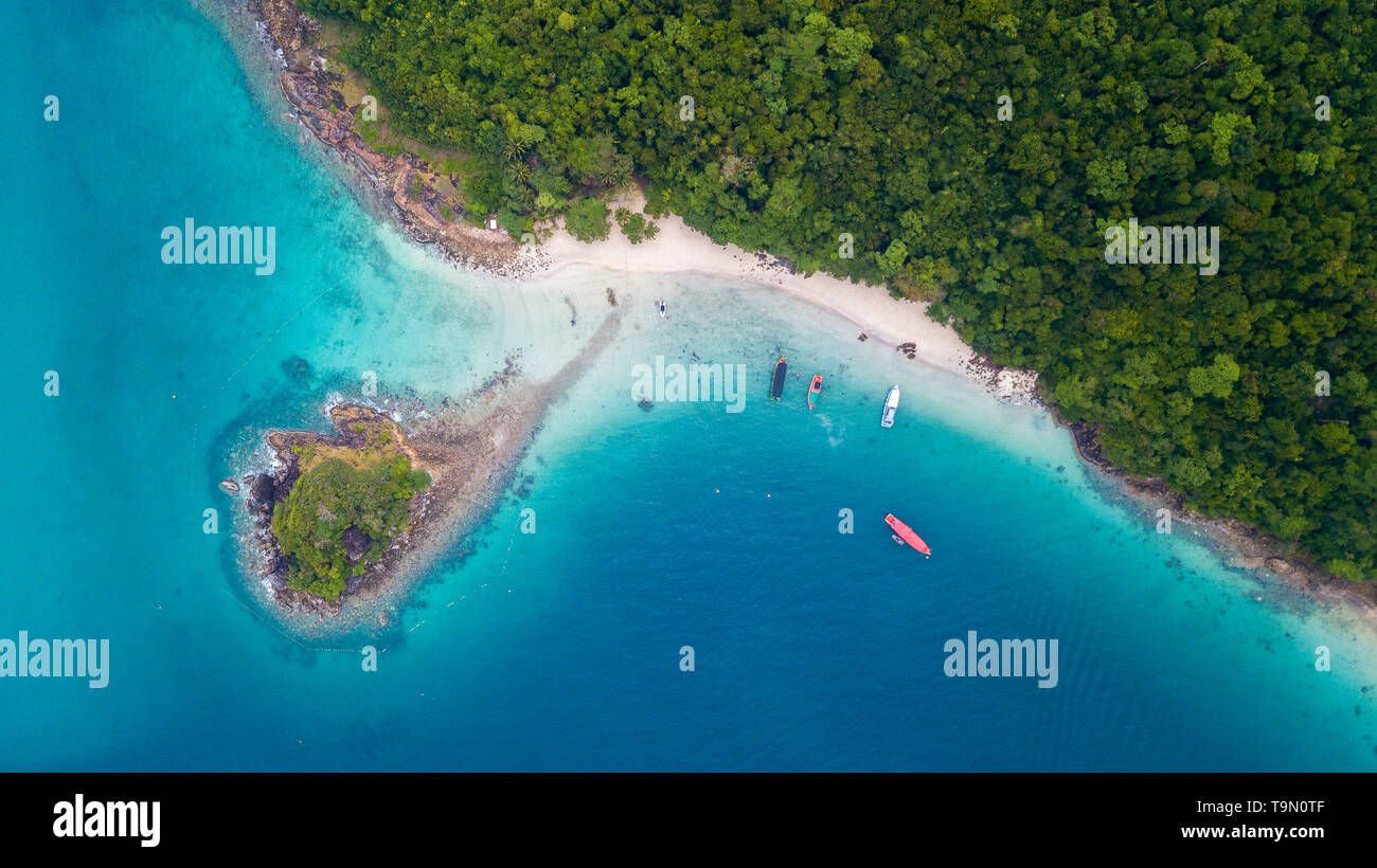 Koh Rang Aerial of San Chao Beach at Koh Rang in Koh Chang National Park, Trat ...