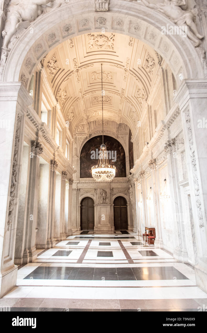 Royal Palace of Amsterdam in Dam Square - interior of Royal Palace - Dutch Palace - Palace in Amsterdam Netherlands Stock Photo