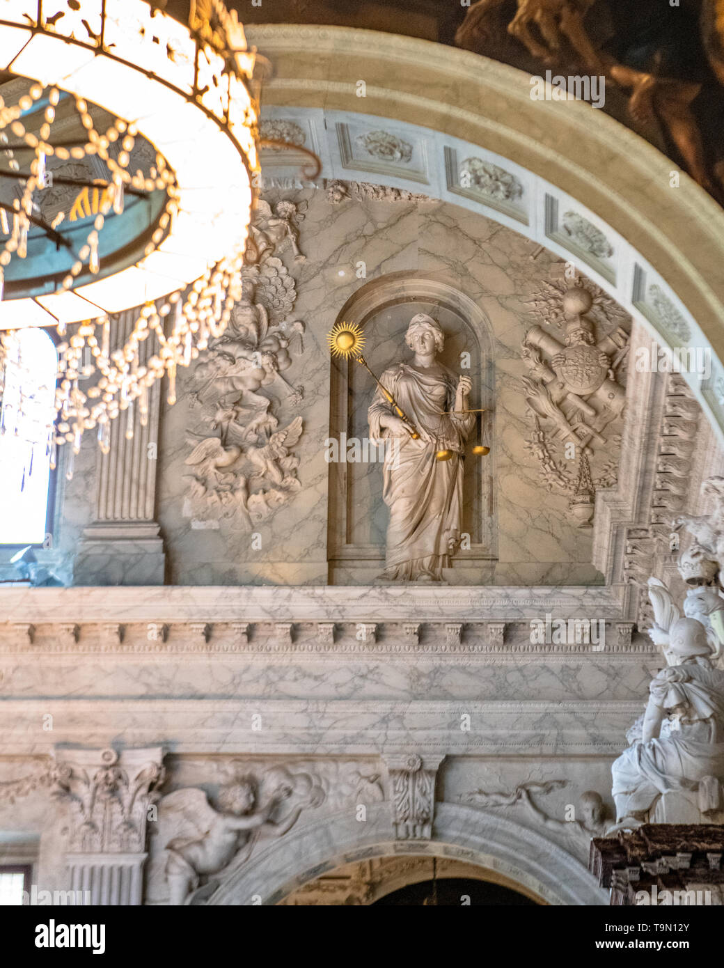 Marble relief / sculpture Royal Palace of Amsterdam in Dam Square - interior of Royal Palace - Dutch Palace - Palace in Amsterdam Netherlands Stock Photo