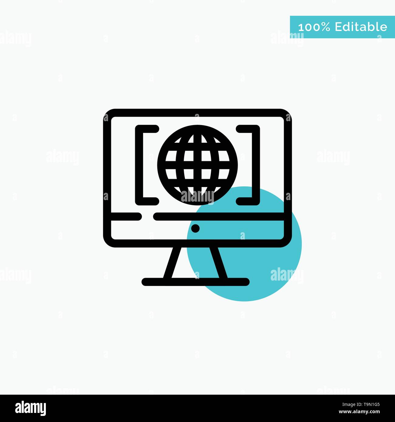 Computer Internet World Big Think Turquoise Highlight Circle Point Vector Icon Stock Vector Image Art Alamy