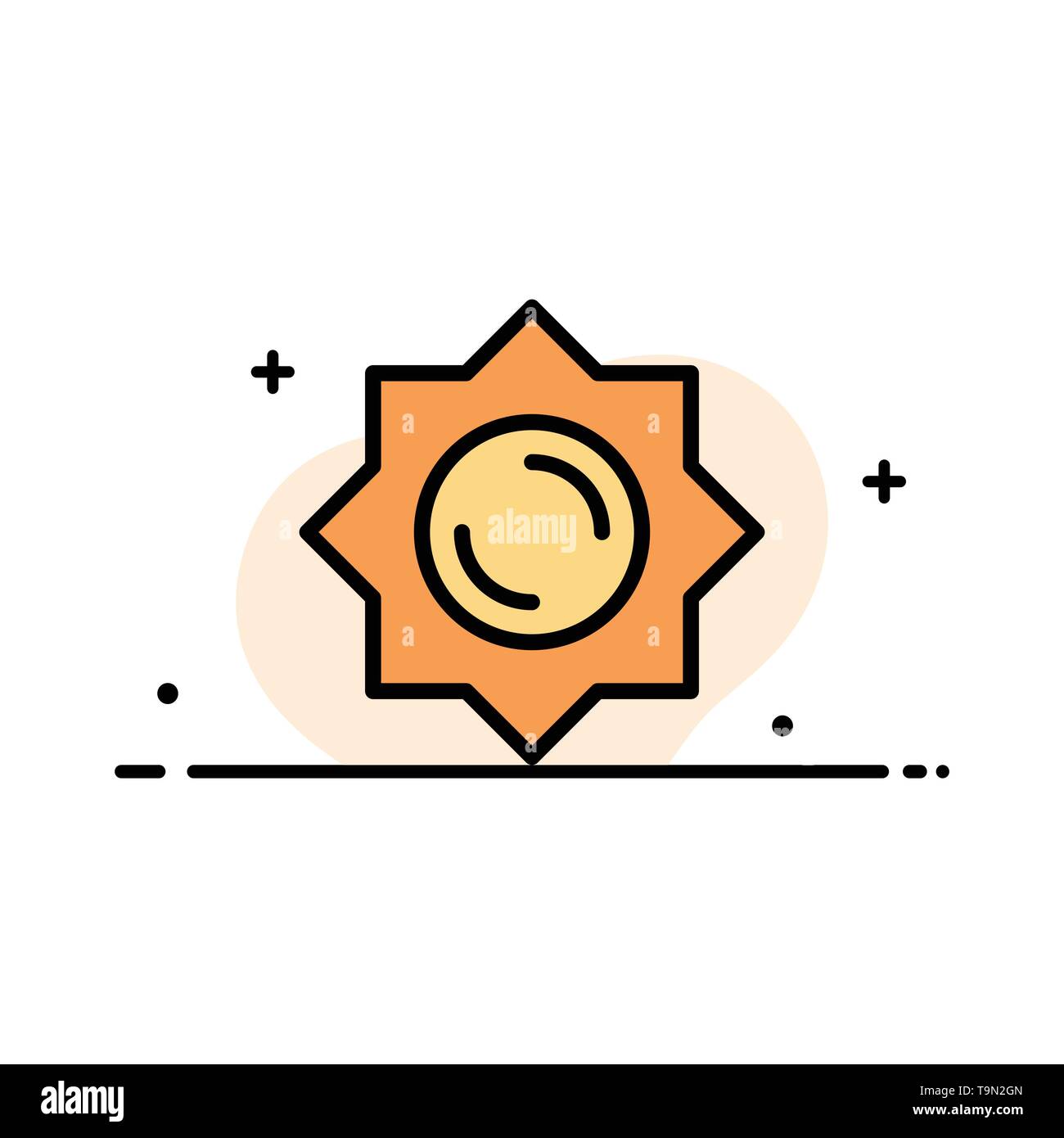 Sun, Sunshine, Greece  Business Flat Line Filled Icon Vector Banner Template Stock Vector