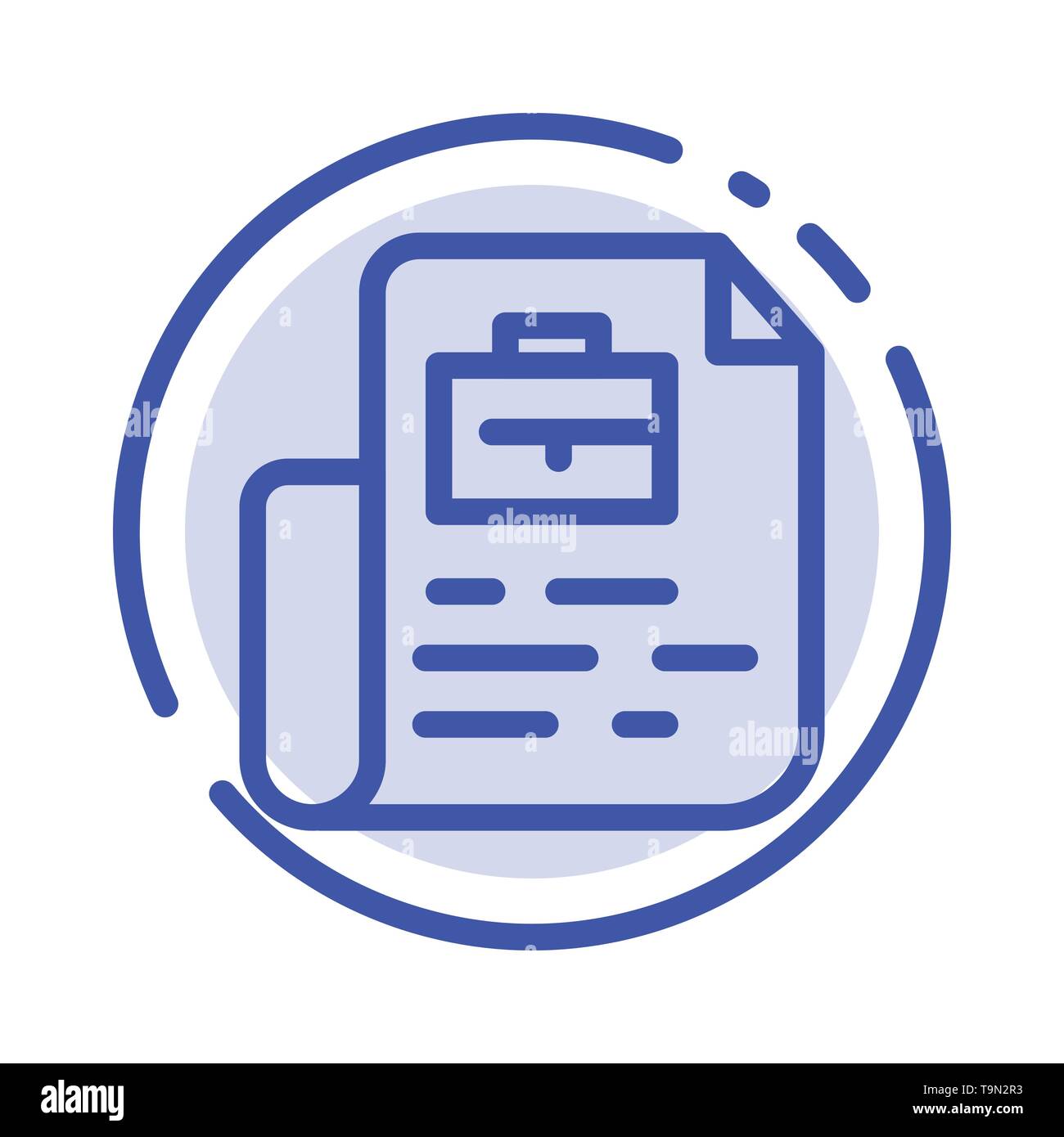 Document, Job, File, Bag Blue Dotted Line Line Icon Stock Vector Image