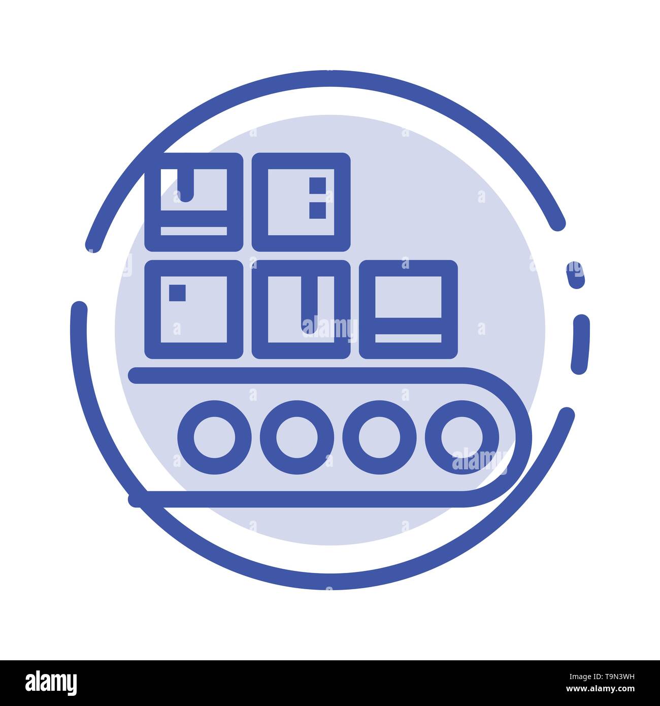 Business, Line, Management, Product, Production Blue Dotted Line Line Icon Stock Vector
