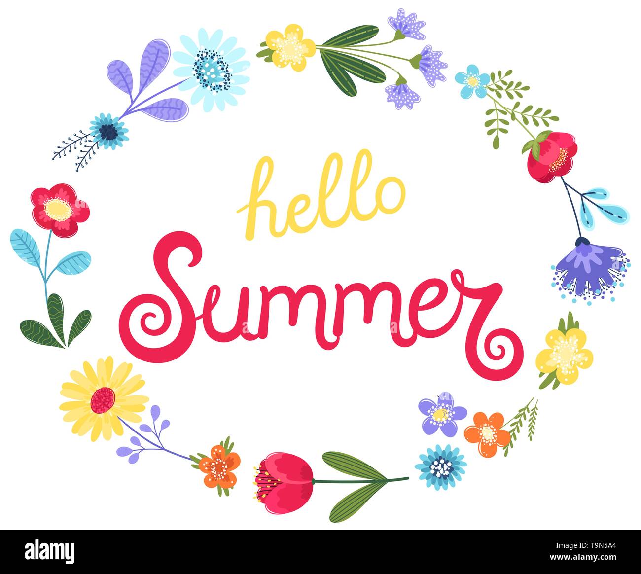 Hello summer background vector. Vector illustration with hand drawn ...