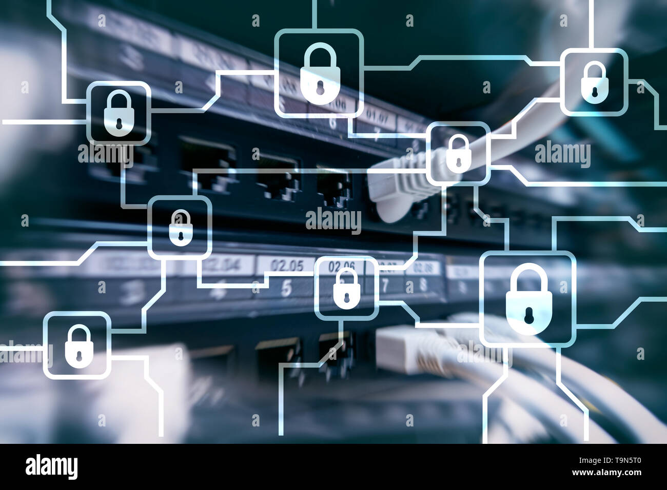 Blochain information encryption. Cyber security, crypto currency. Stock Photo