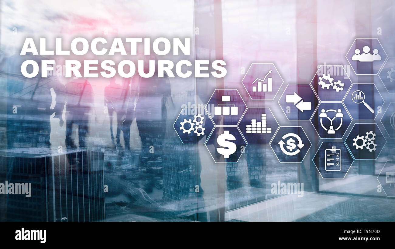 Allocation of resources concept. Strategic planning. Mixed media. Abstract business background. Financial technology and communication concept Stock Photo