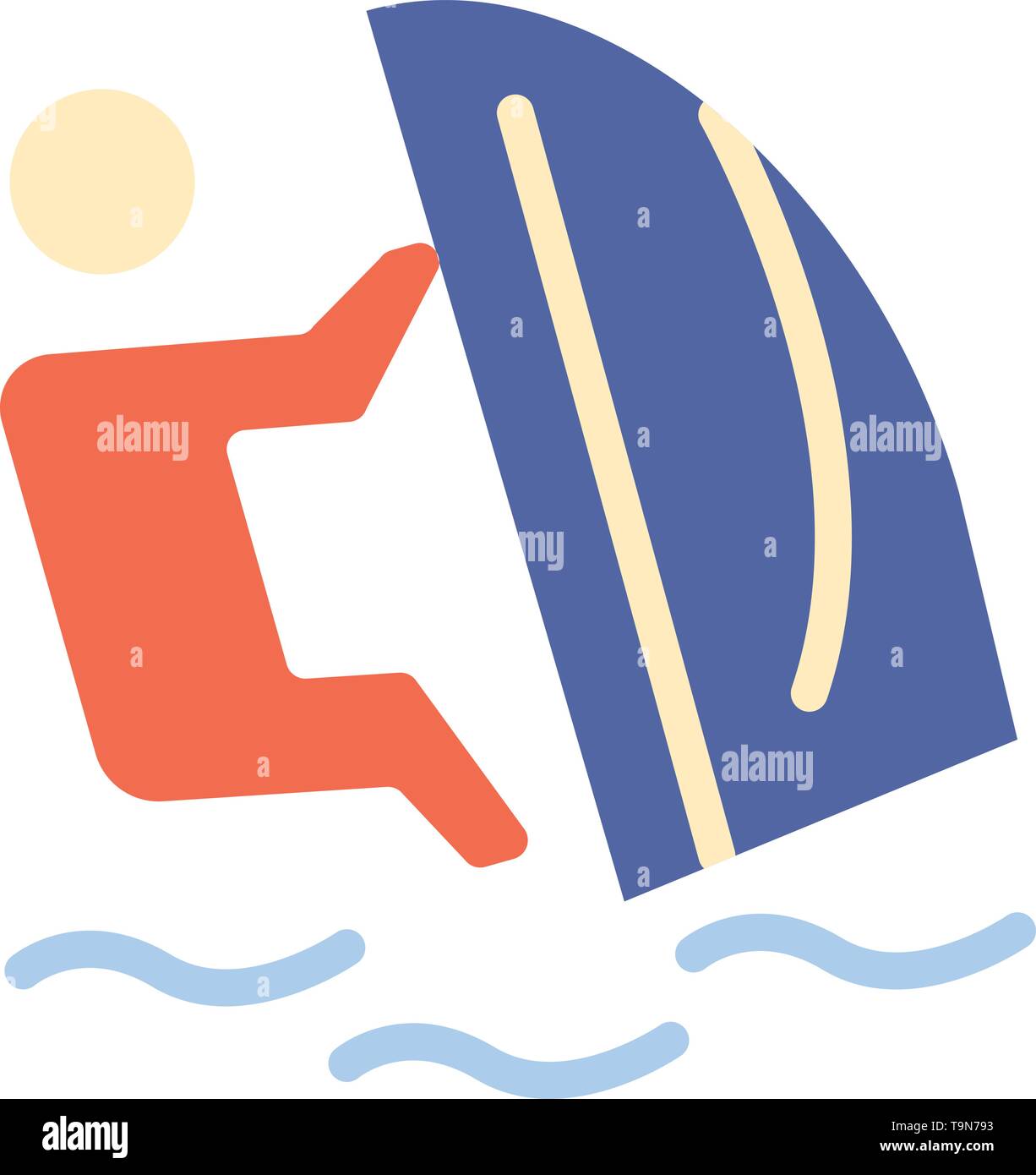 Surfer, Surfing, Water, Wind, Sport  Flat Color Icon. Vector icon banner Template Stock Vector