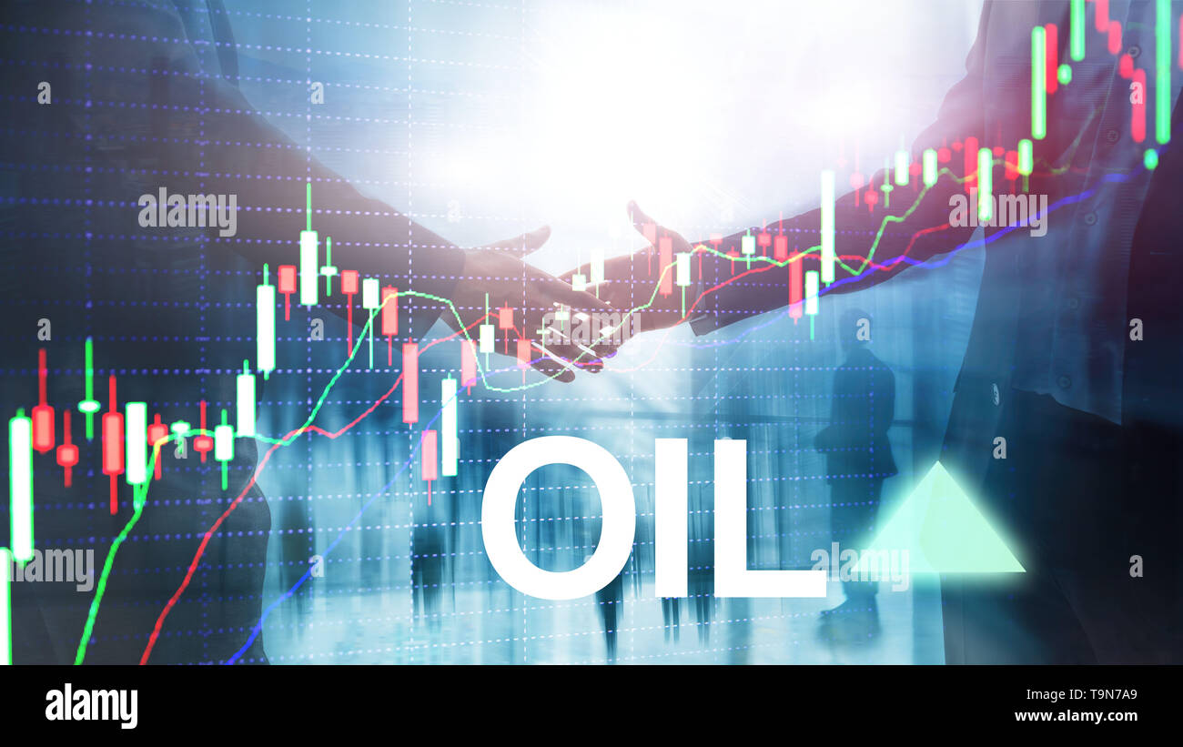 Oil trend up. Crude oil price stock exchange trading up. Price oil up. Arrow rises. Abstract business background Stock Photo