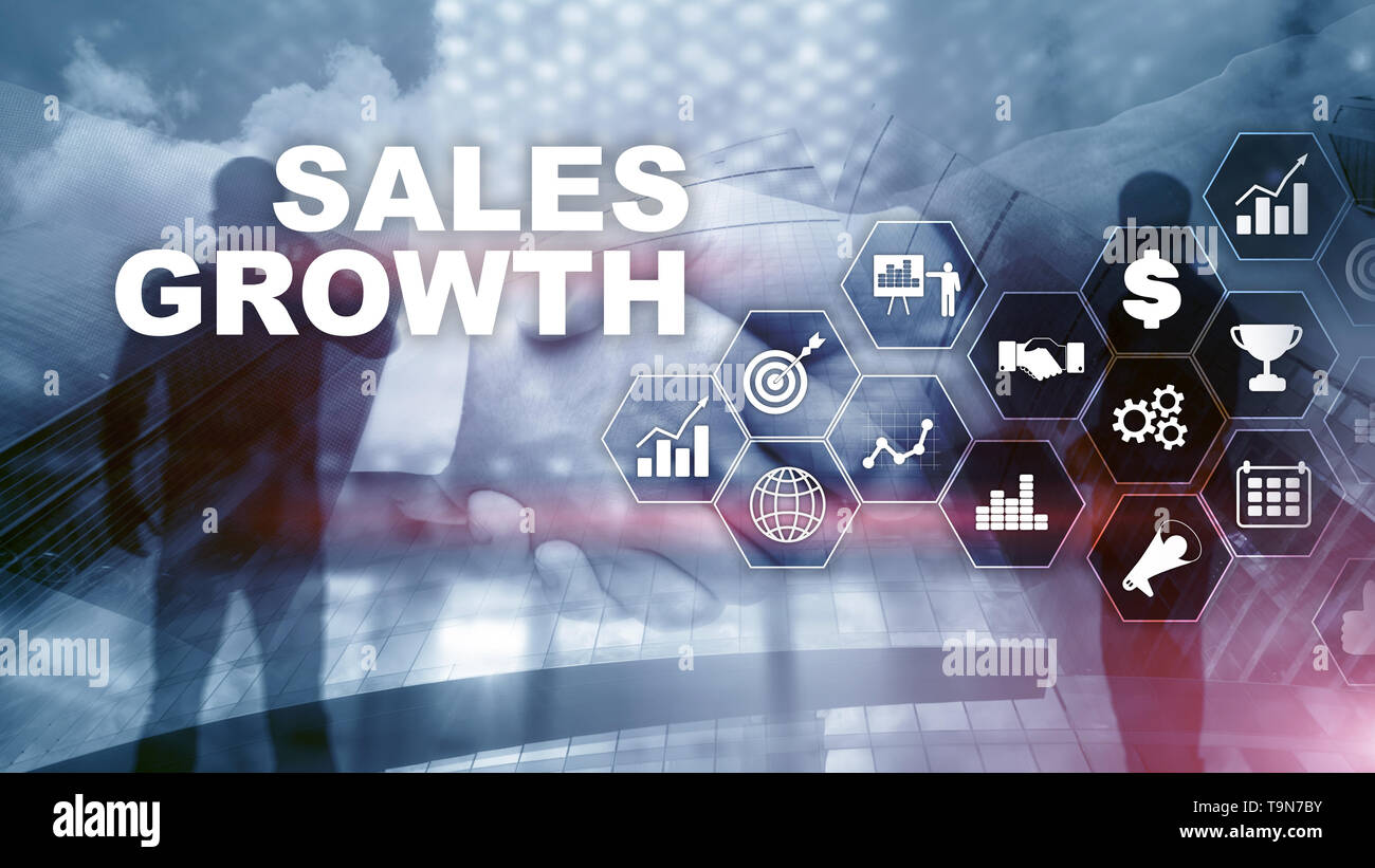 Chart growth concept. Sales increase, marketing strategy. Double exposure with business graph Stock Photo