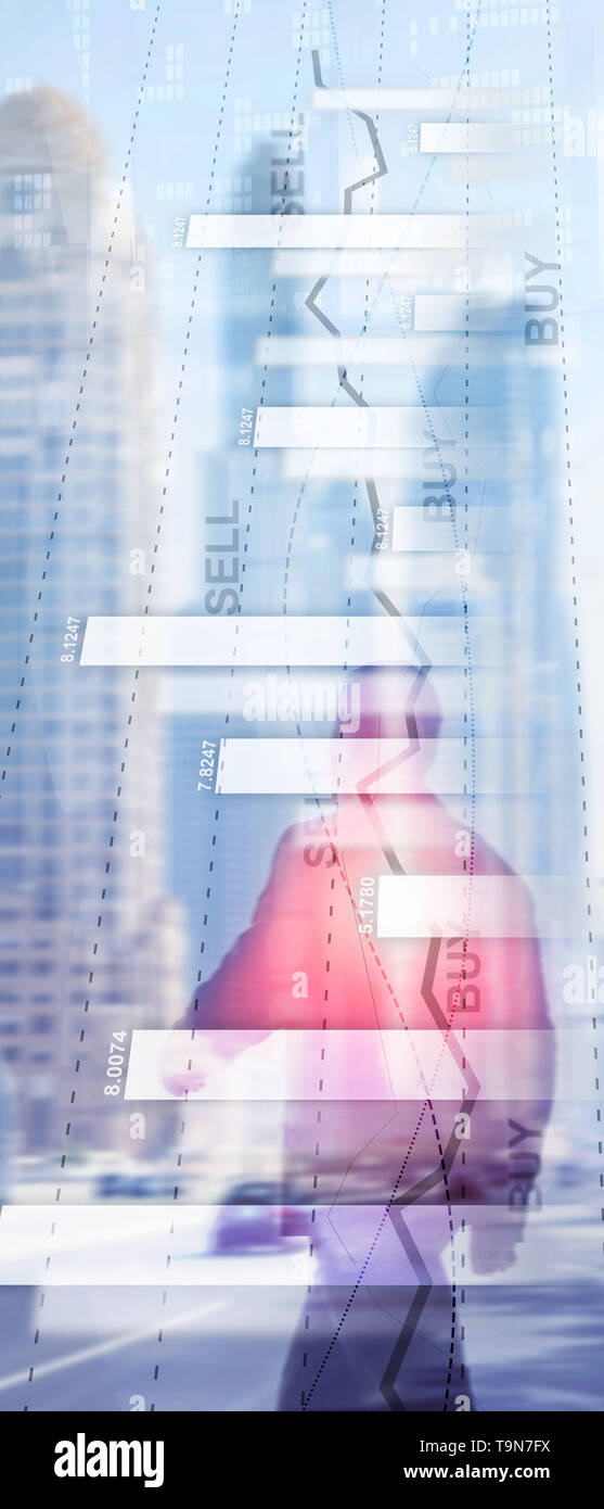 Vertical Panorama Banner. Financial stock trading graph chart diagram business finance concept