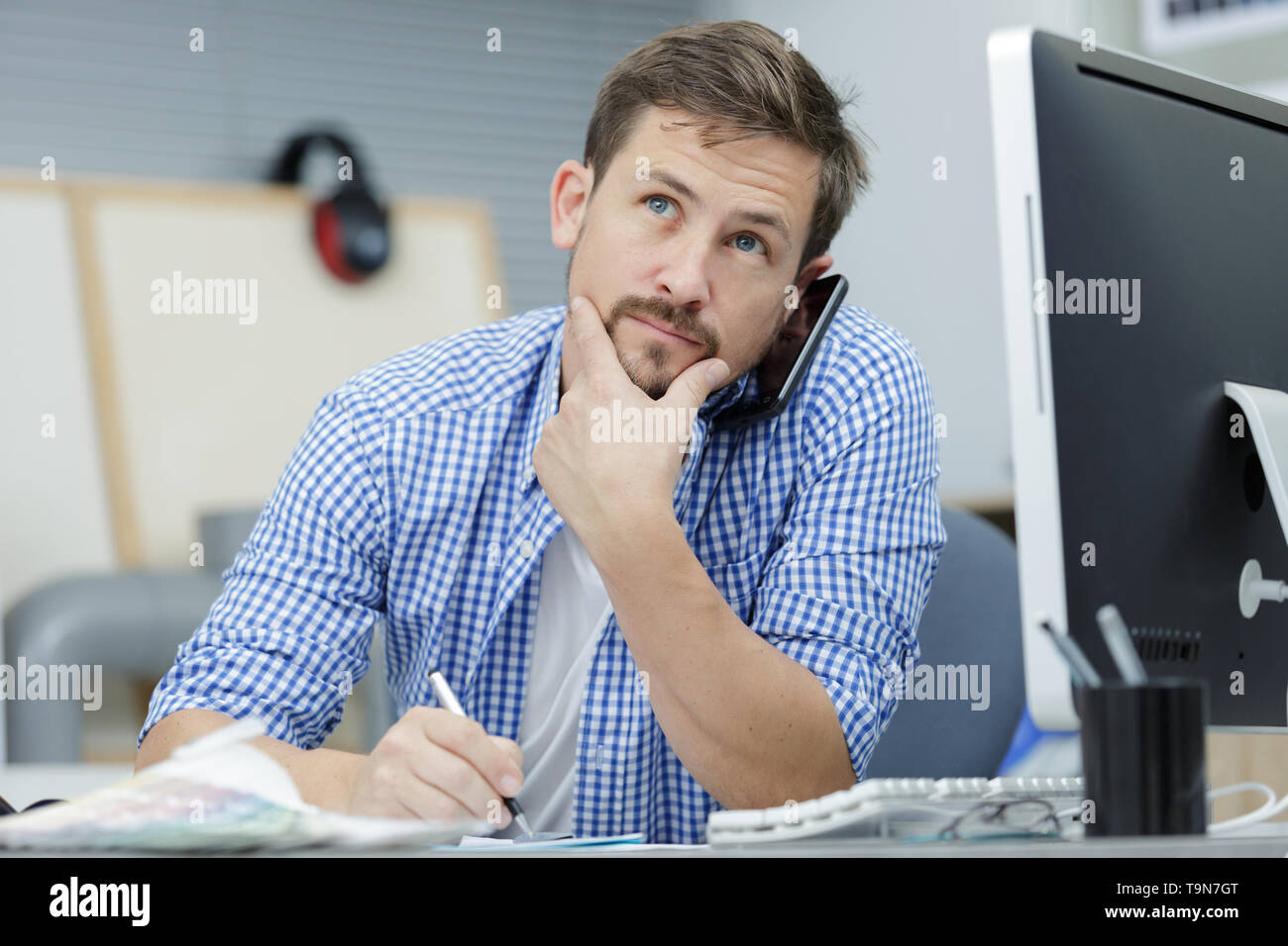 Businessman Having A Phone Call With Customer Stock Photo Alamy