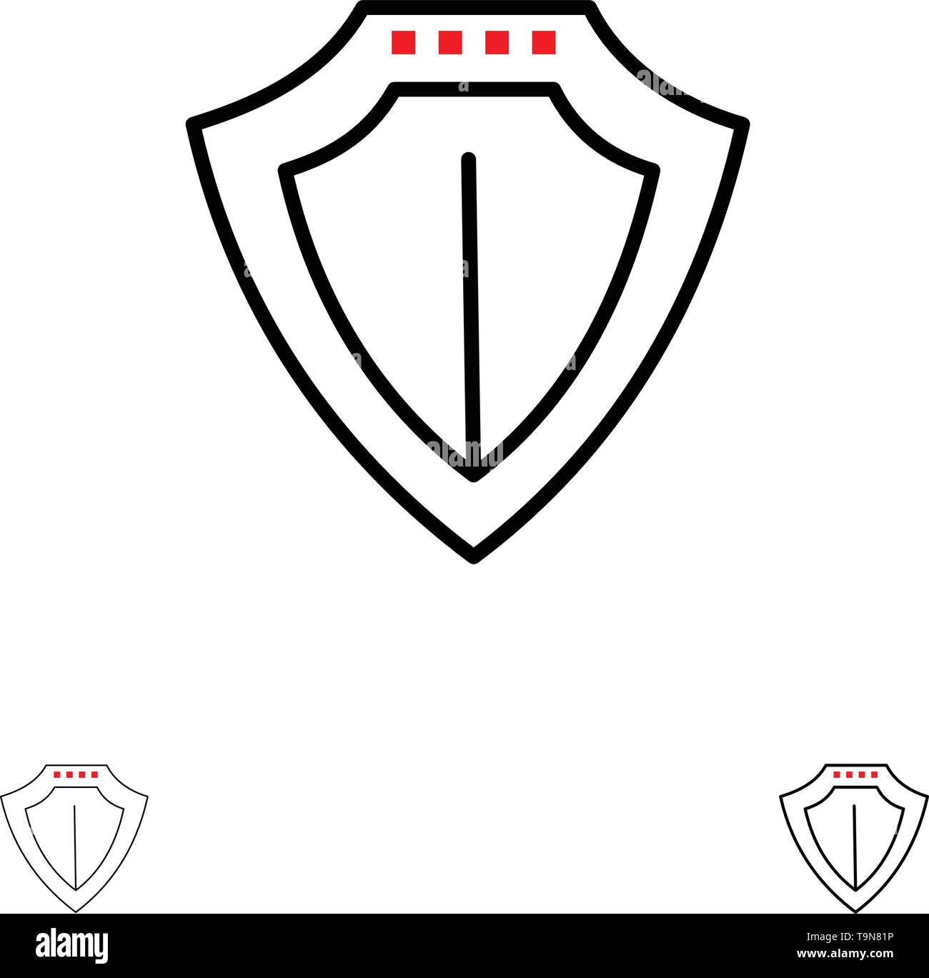 Shield, Protection, Locked, Protect Bold and thin black line icon set ...