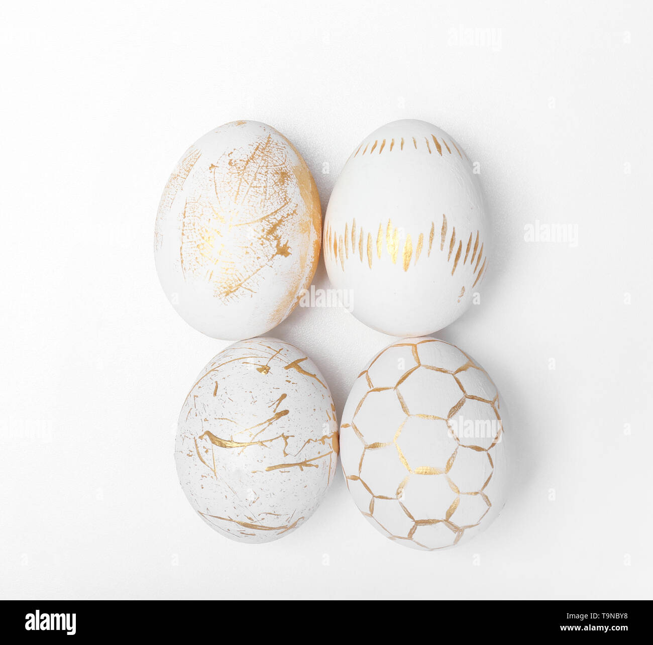 Beautiful Easter eggs on white background Stock Photo