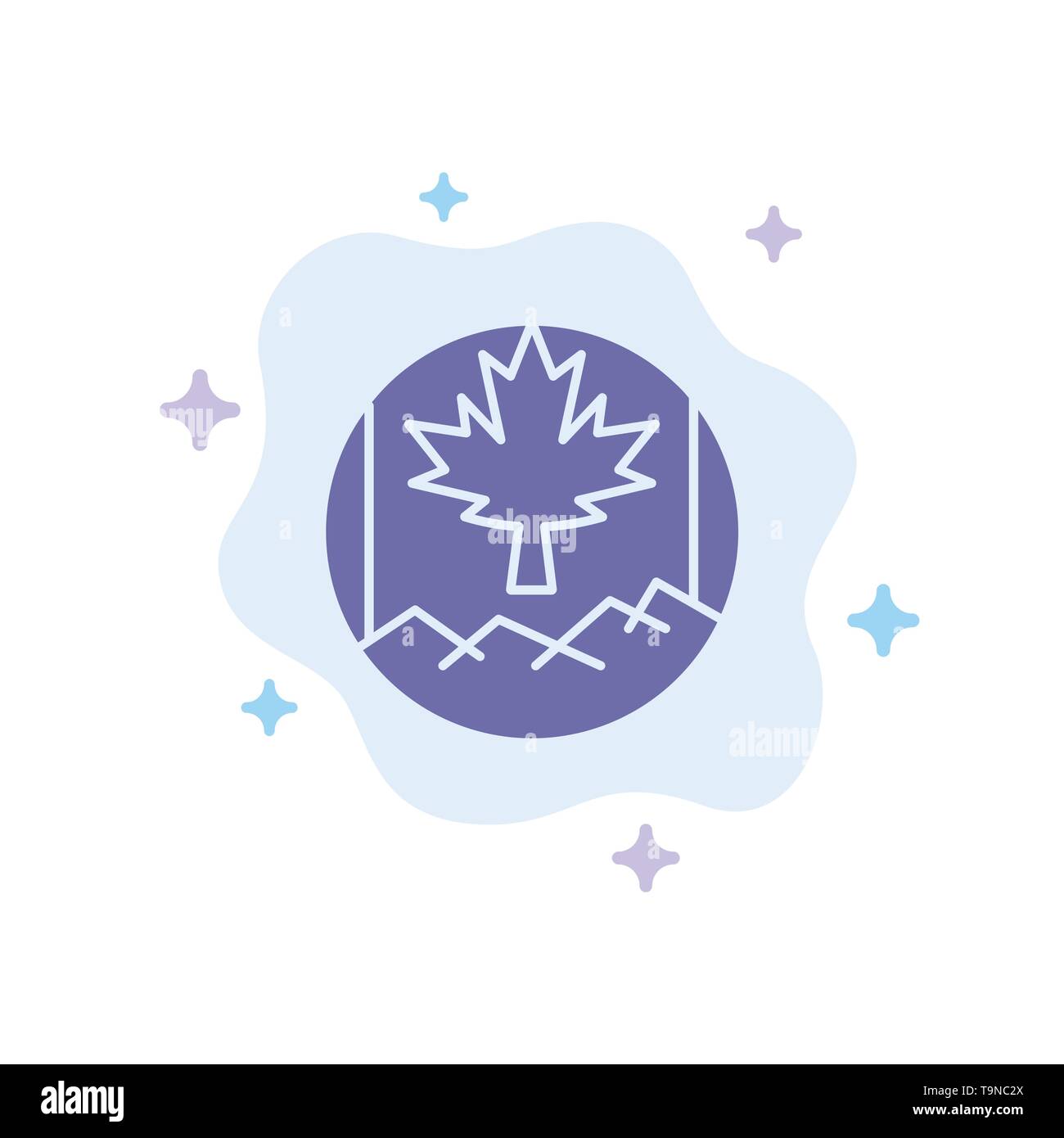Canada, Leaf, Flag Blue Icon on Abstract Cloud Background Stock Vector ...