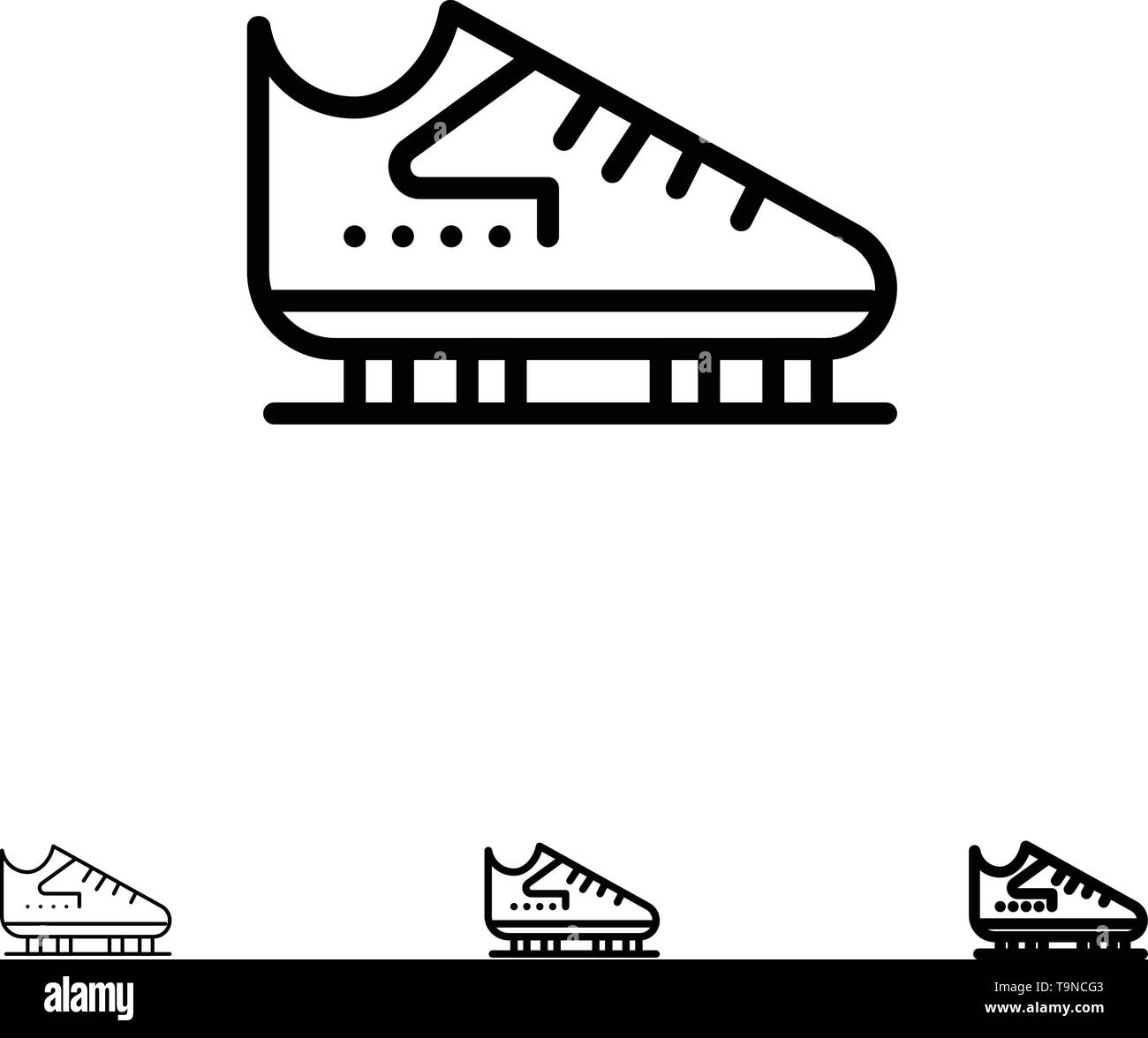 Boot, Ice, Skate, Skates, Skating Bold and thin black line icon set