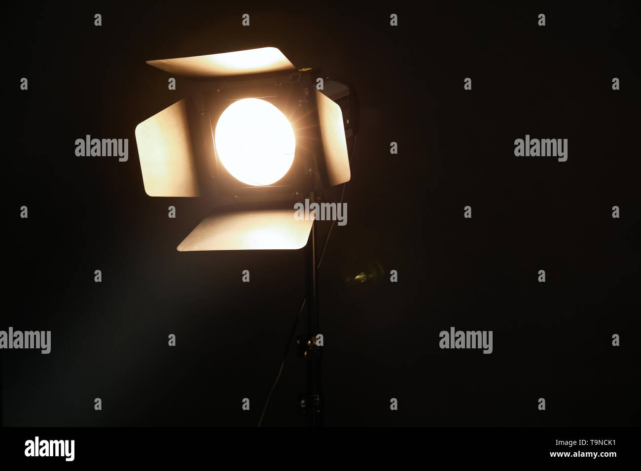 Professional lighting equipment on dark background Stock Photo Alamy