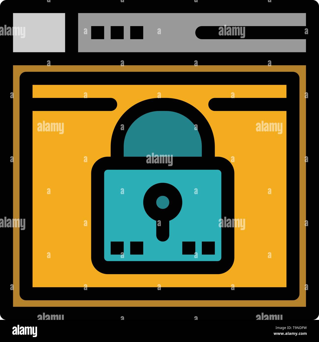 Login Secure Web Layout Password Lock Flat Color Icon Vector
