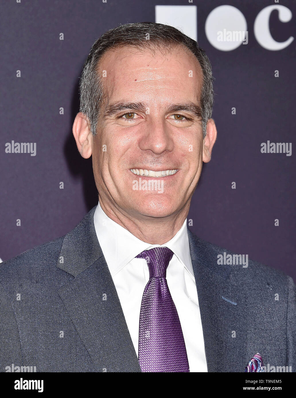 LOS ANGELES, CA - MAY 18: Eric Garcetti, Mayor of Los Angeles attends the MOCA Benefit 2019 at The Geffen Contemporary at MOCA on May 18, 2019 in Los Angeles, California. Stock Photo