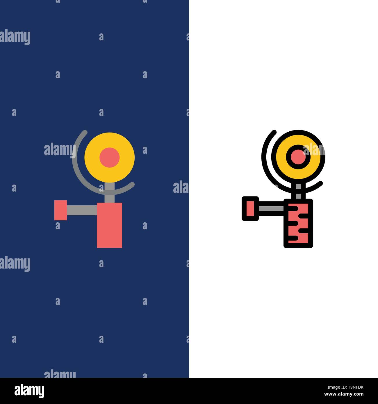 Construction, Grinder, Grinding Icons. Flat and Line Filled Icon Set