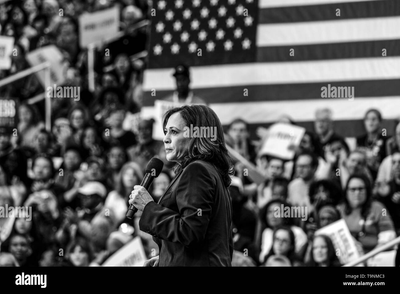 May 19, 2019 - United States Senator and Presidential candidate Sen. Kamala Harris speaks to a crowd of supportrers holding her first campaign organizing event in Los Angeles on May 19 at Los Angeles Southwest College. (Credit Image: © Jason RyanZUMA Wire) Stock Photo