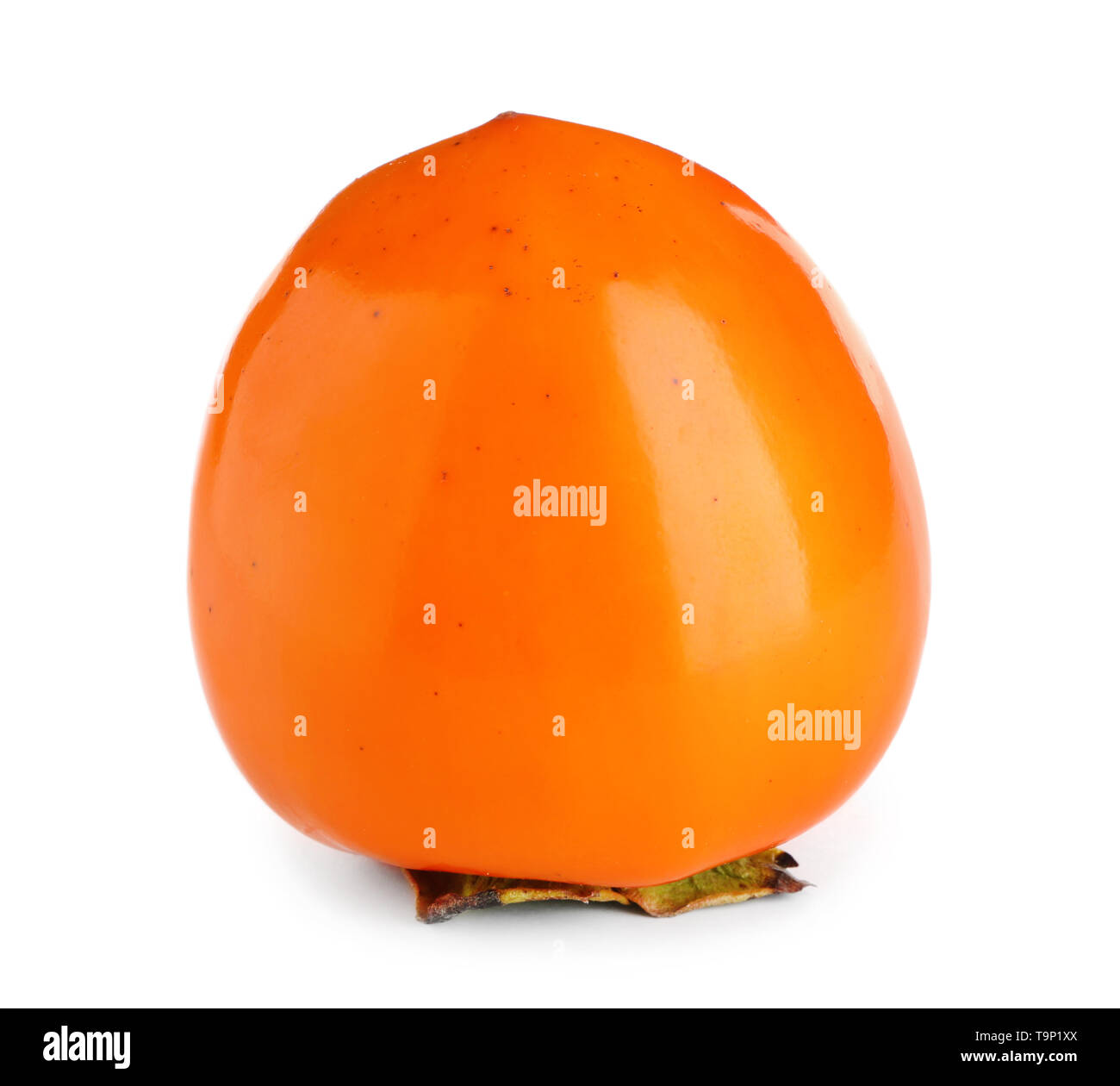 Ripe persimmon on white background Stock Photo - Alamy