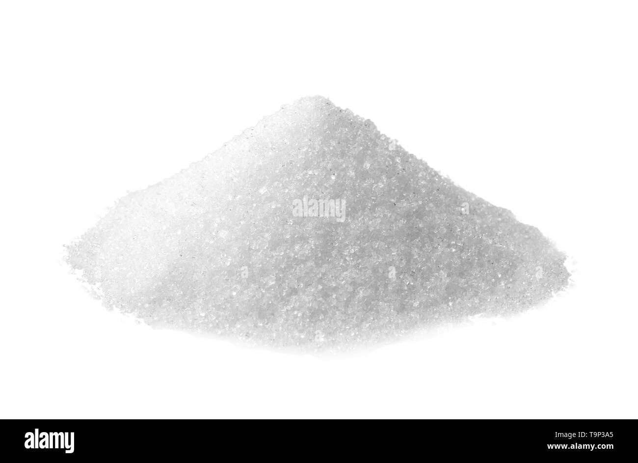 Heap of refined sugar on white background Stock Photo