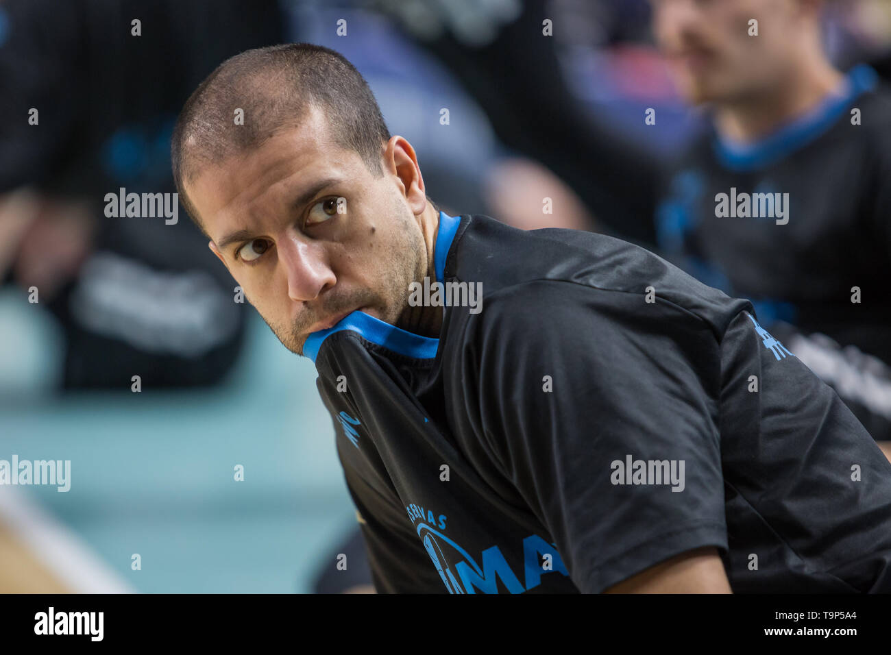 Madrid, Spain. 19th May, 2019. Albert Sabat during Movistar Estudiantes over Monbus Obradoiro (83 - 80) in Liga Endesa regular season game (day 33) celebrated in Madrid (Spain) at Wizink Center. May 19th 2019. Credit: Juan Carlos García Mate/Pacific Press/Alamy Live News Stock Photo