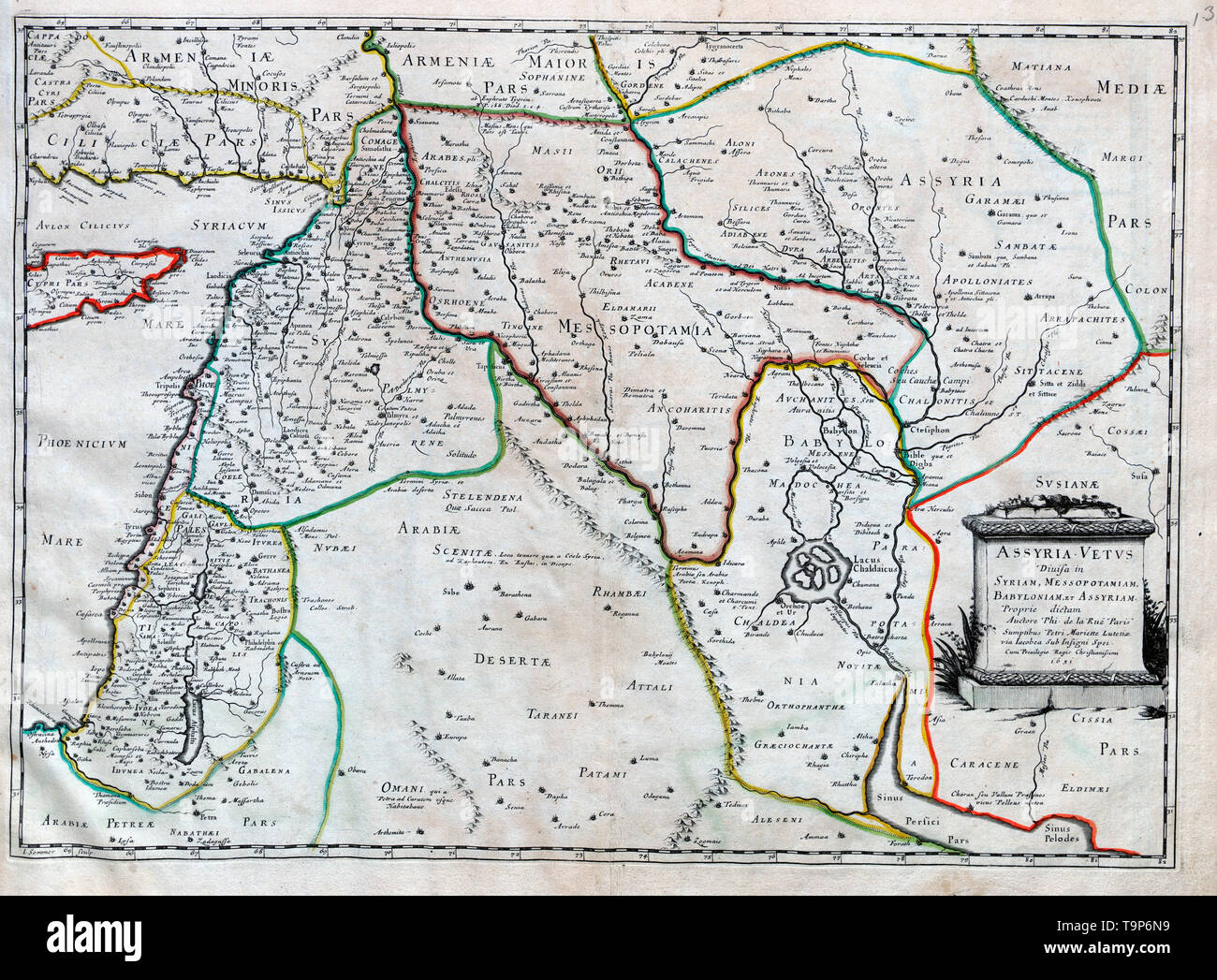 Map of Assyria Vetus - Sanson Atlas, circa 1700 Stock Photo