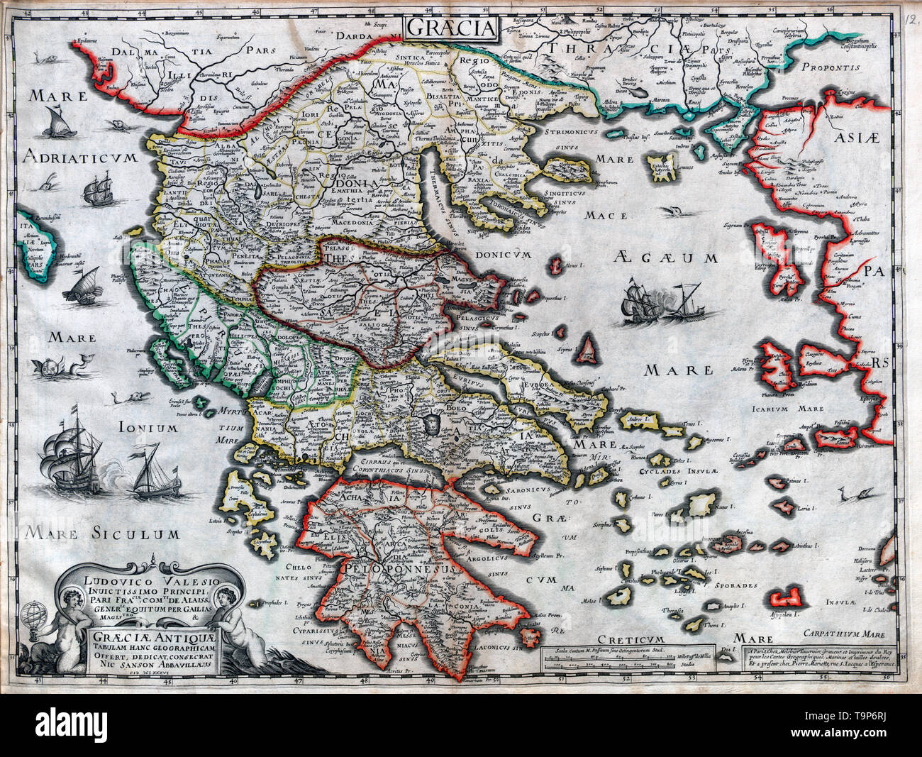 Map of Graeciae Antique - Sanson Atlas, circa 1700 Stock Photo