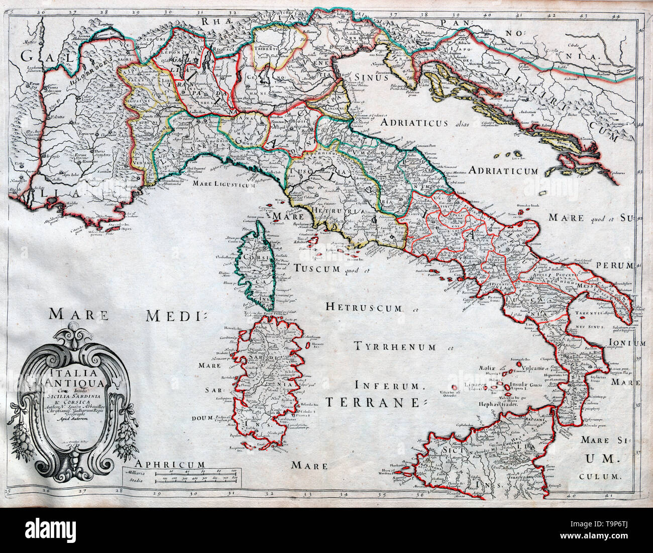Map of Italia Antiqua - Sanson Atlas, circa 1700 Stock Photo