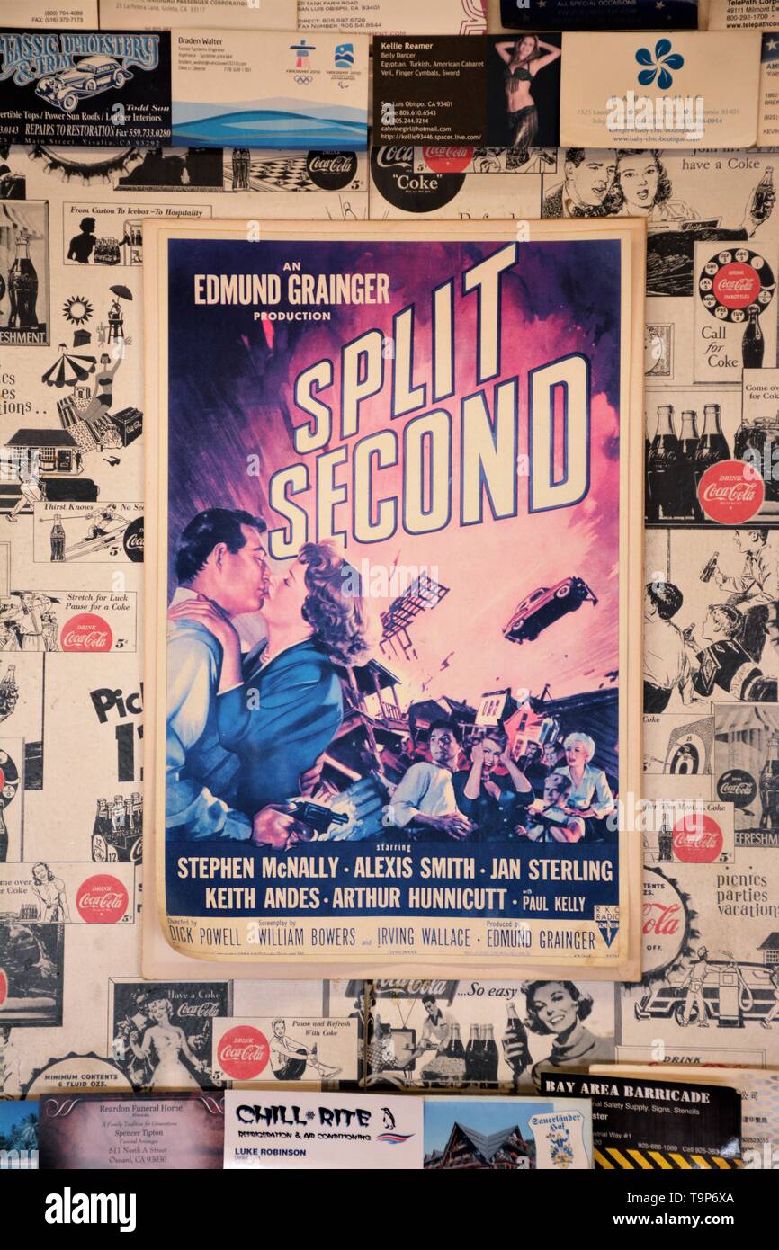 Poster for the 1953 movie Split Second, with Stephen mcNally, Alexis Smith, Jan Sterling, filmed in Nevada Atomic Bomb test site and Mojave Desert CA Stock Photo