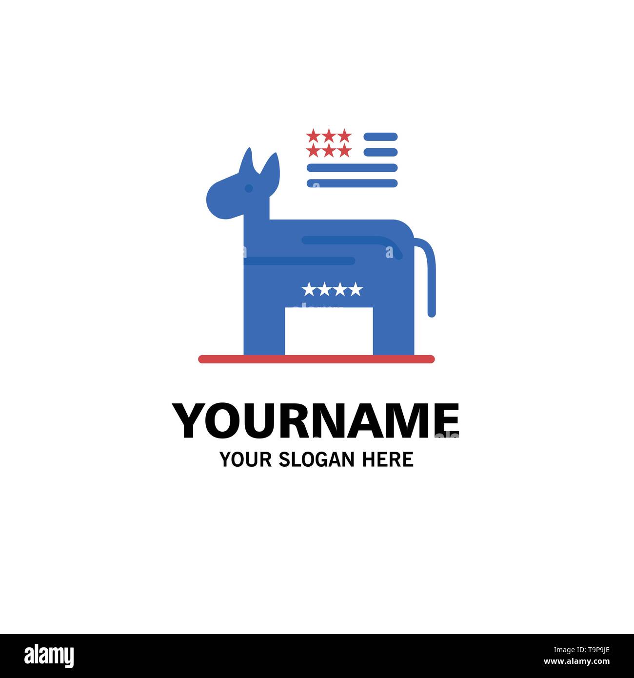 Donkey, American, Political, Symbol Business Logo Template. Flat Color Stock Vector