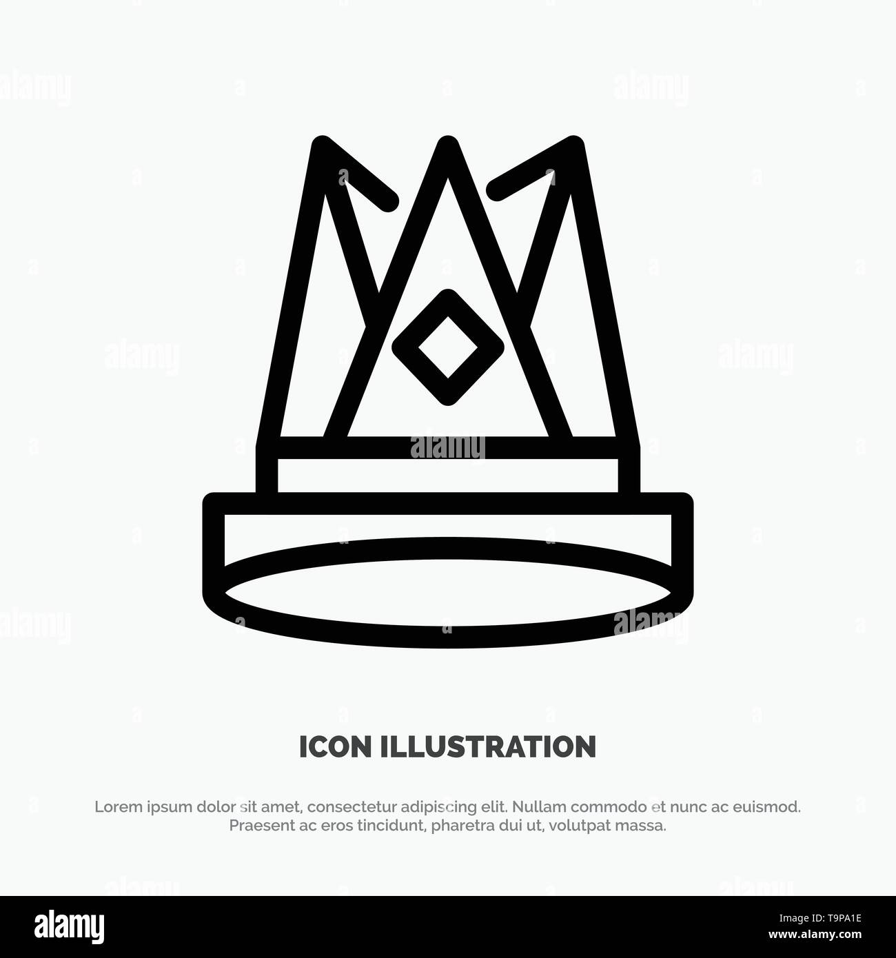 Crown, King, Empire, First, Position, Achievement Vector Line Icon Stock Vector