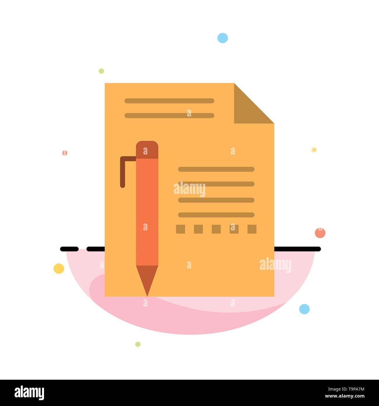 Document, Edit, Page, Paper, Pencil, Write Abstract Flat Color Icon Template Stock Vector