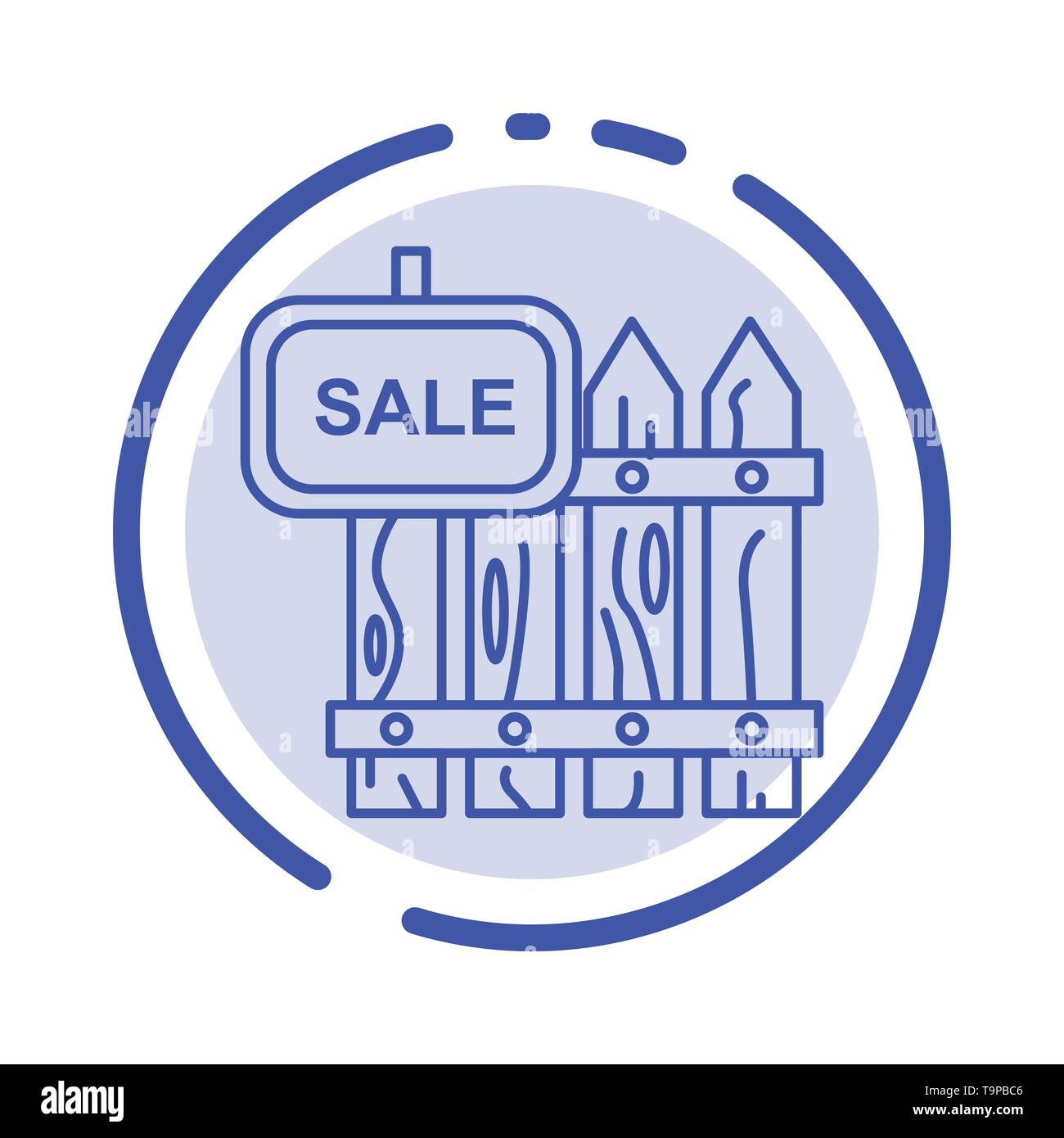 Fence, Wood, Realty, Sale, Garden, House Blue Dotted Line Line Icon Stock Vector