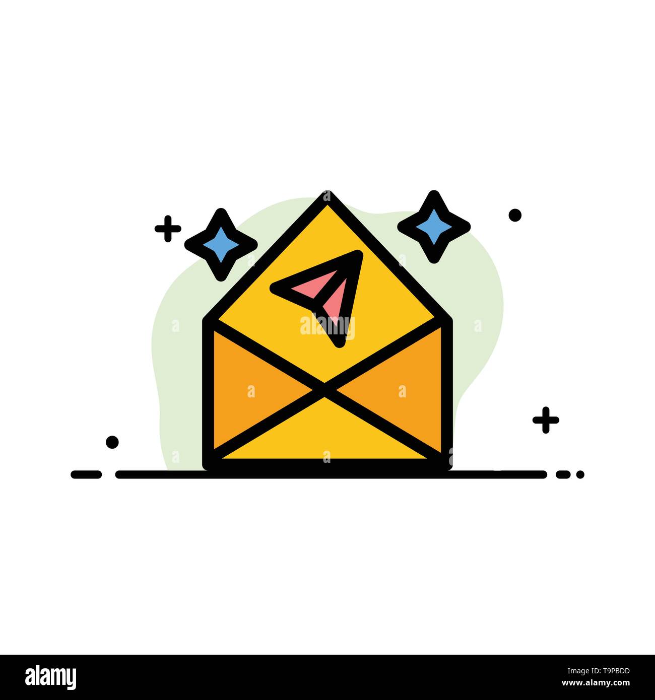 Arrow Chat Mail Open Business Flat Line Filled Icon Vector