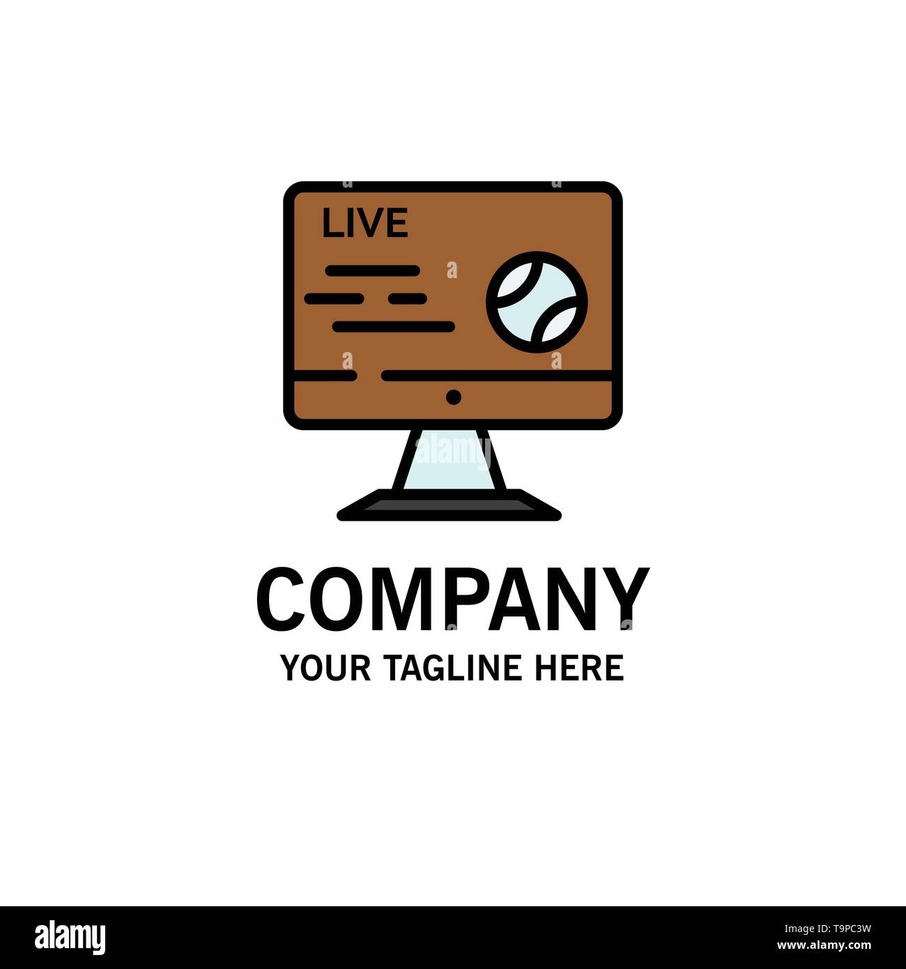 Football, Live, Soccer, Sport, Stream Business Logo Template. Flat Color Stock Vector