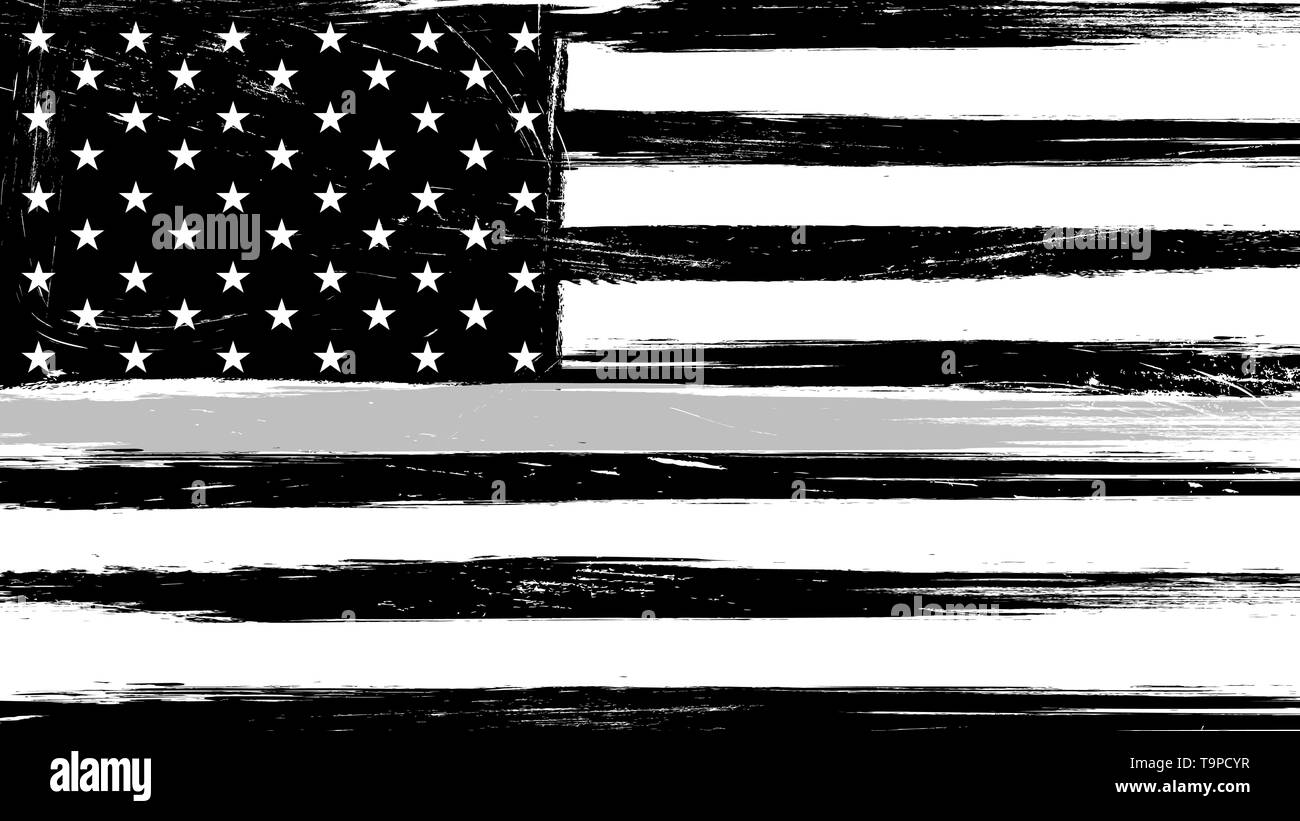 american flag black and white background
