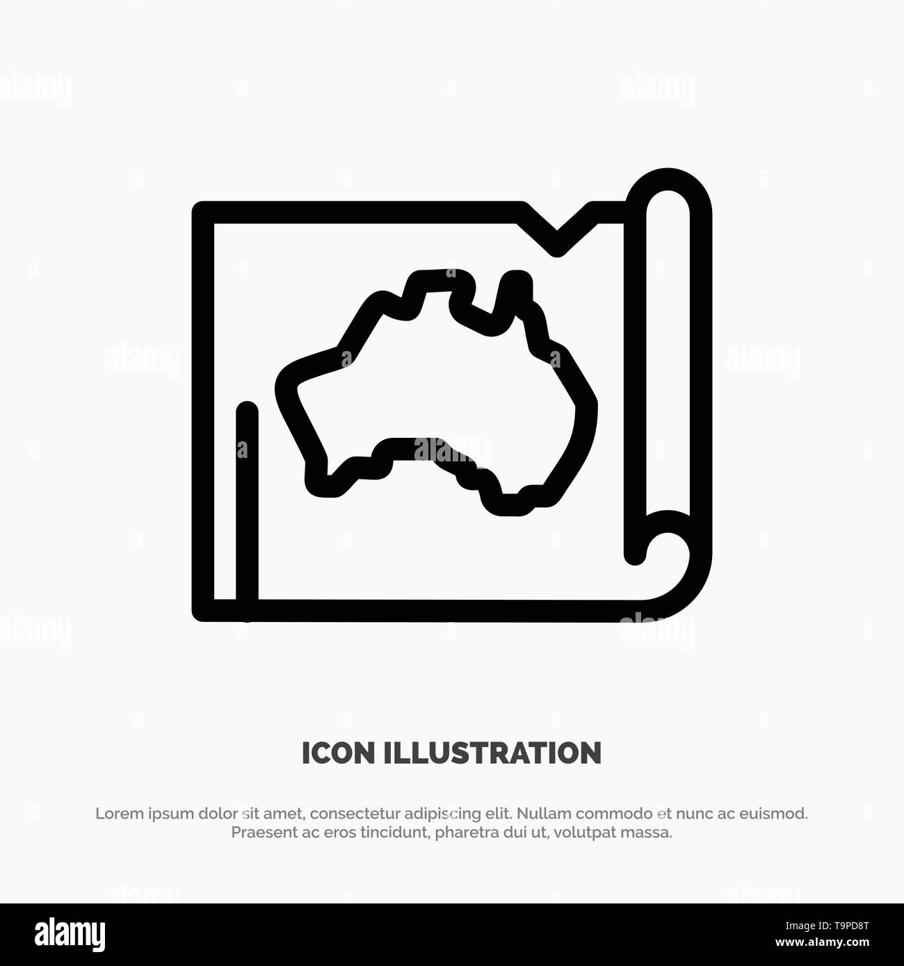 Australia, Australian, Country, Location, Map, Travel Line Icon Vector Stock Vector