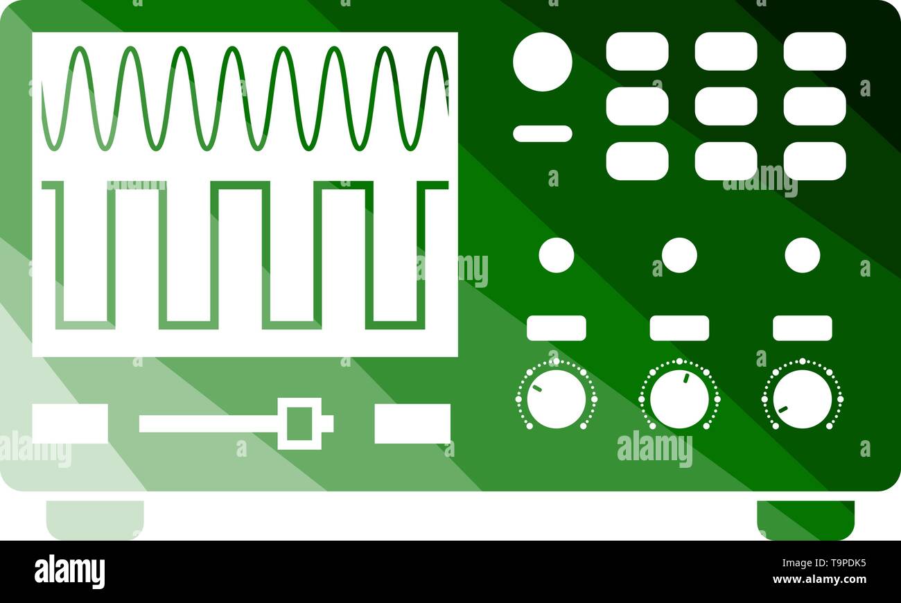 Oscilloscope Icon. Flat Color Ladder Design. Vector Illustration. Stock Vector
