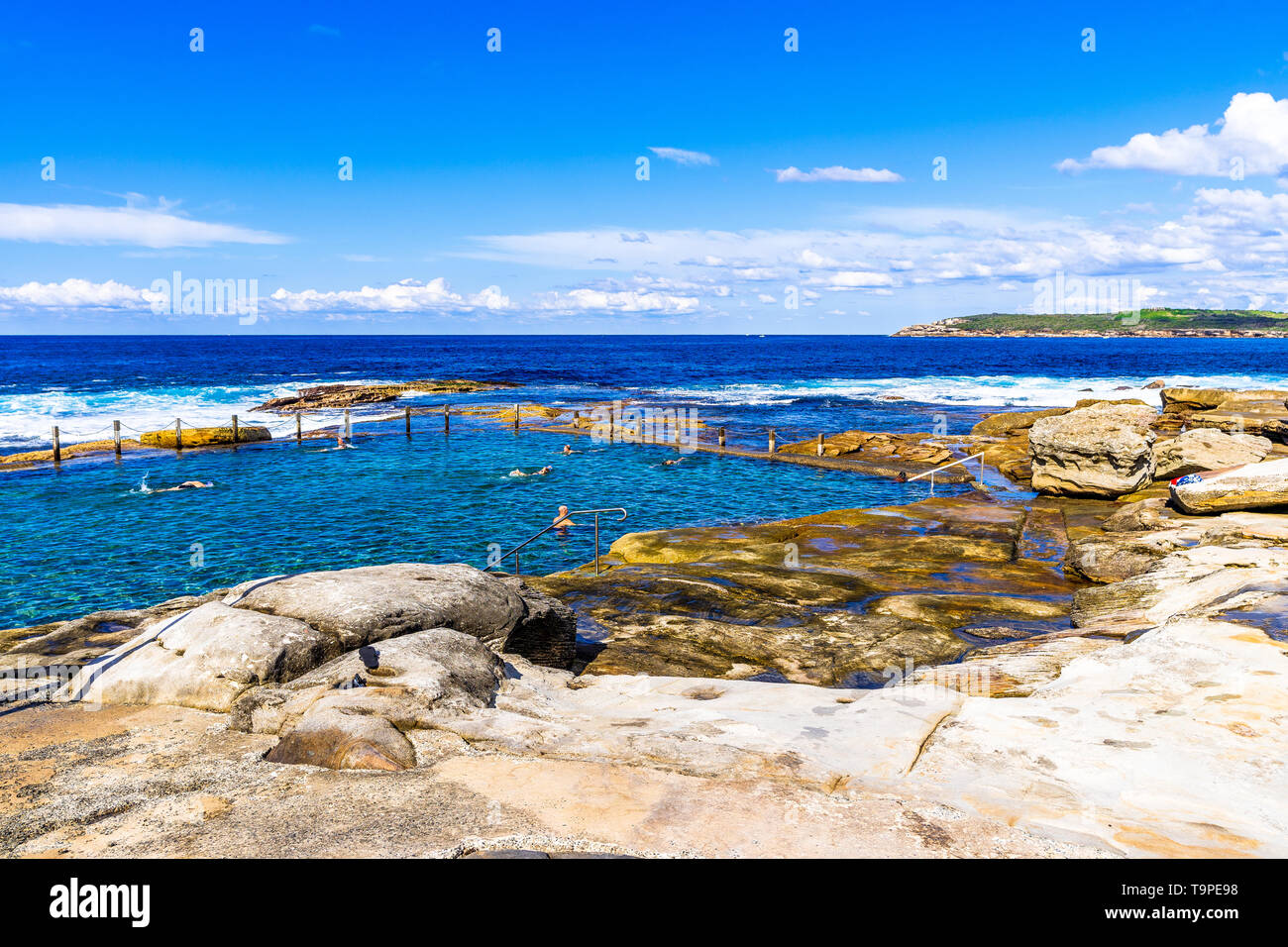 Swimmers in the rock pool, north of Maroubra Beach in Sydney, Australia Stock Photo