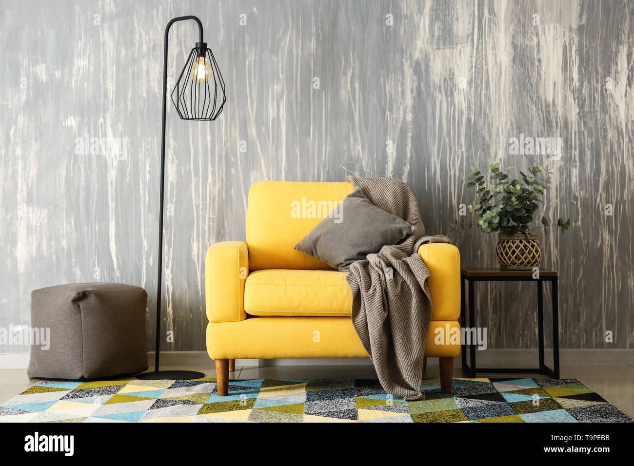 Interior of room with bright armchair Stock Photo - Alamy