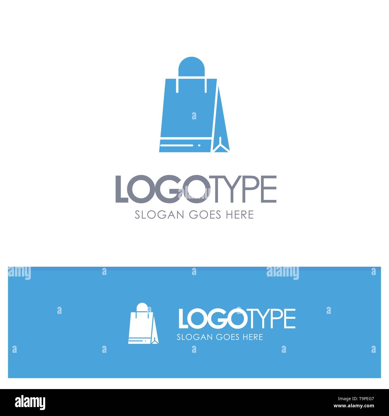 Bag, Shopping, Canada Blue Solid Logo with place for tagline Stock