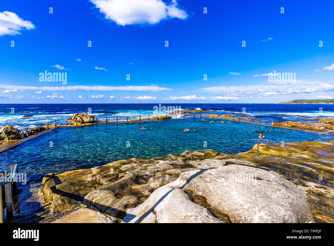 Swimmers in the rock pool, north of Maroubra Beach in Sydney, Australia Stock Photo