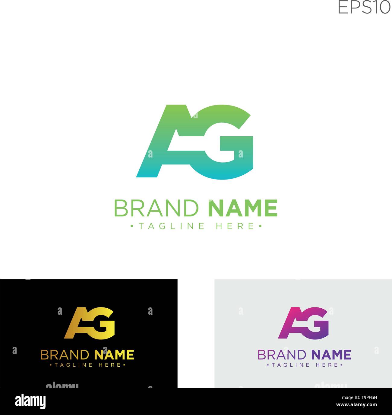 monogram initial ag, ga logo template black color vector illustration - vector Stock Vector