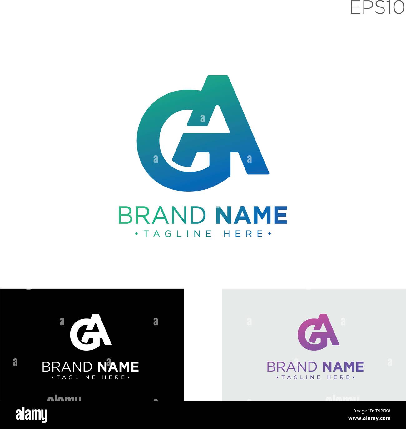 monogram initial ag, ga logo template black color vector illustration - vector Stock Vector